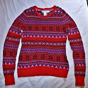 H&M L.O.G.G Winter Festive Red Knitted Alpaca Blend Sweater